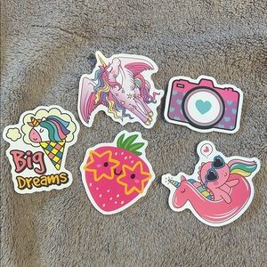 Colorful Unicorn and Strawberry Stickers